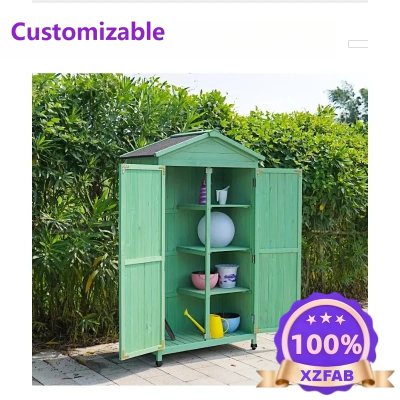 Factory Direct 2026 Outdoor lockers Solid wood anti-corrosion sunscreen waterproof storage cabinets Garden courtyard Tool room S