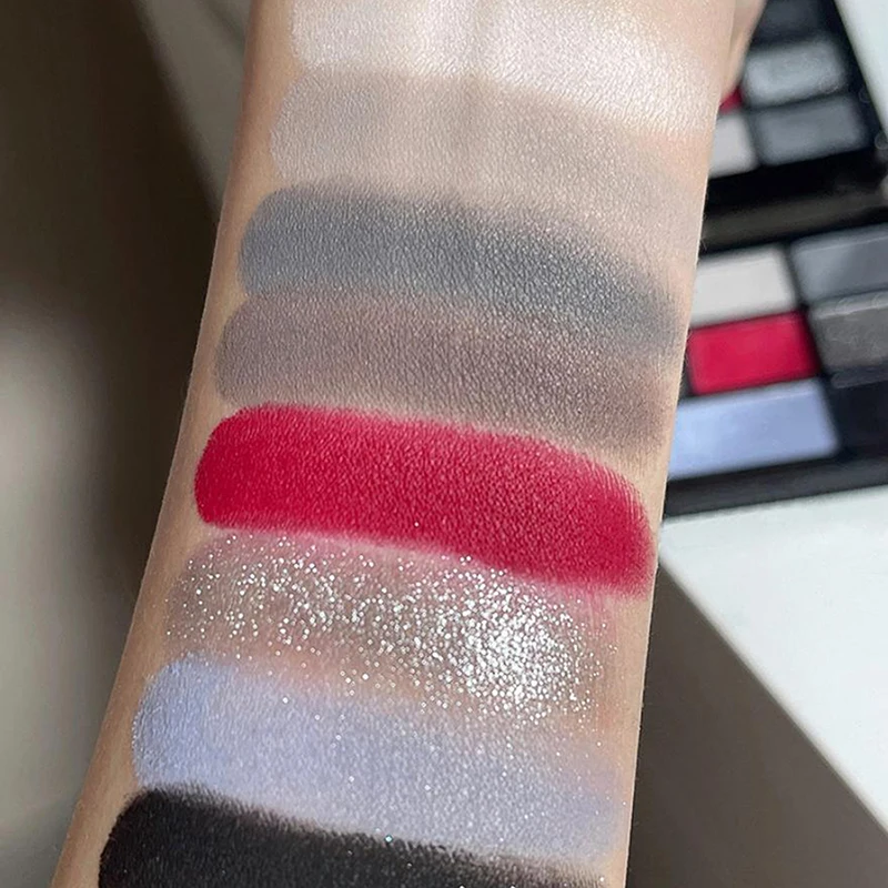 Paleta de sombra de ojos de cemento, gris y negro, maquillaje de ojos, brillo, pigmentos de contorno, brillo nacarado, maquillaje de sombra coreano de moda