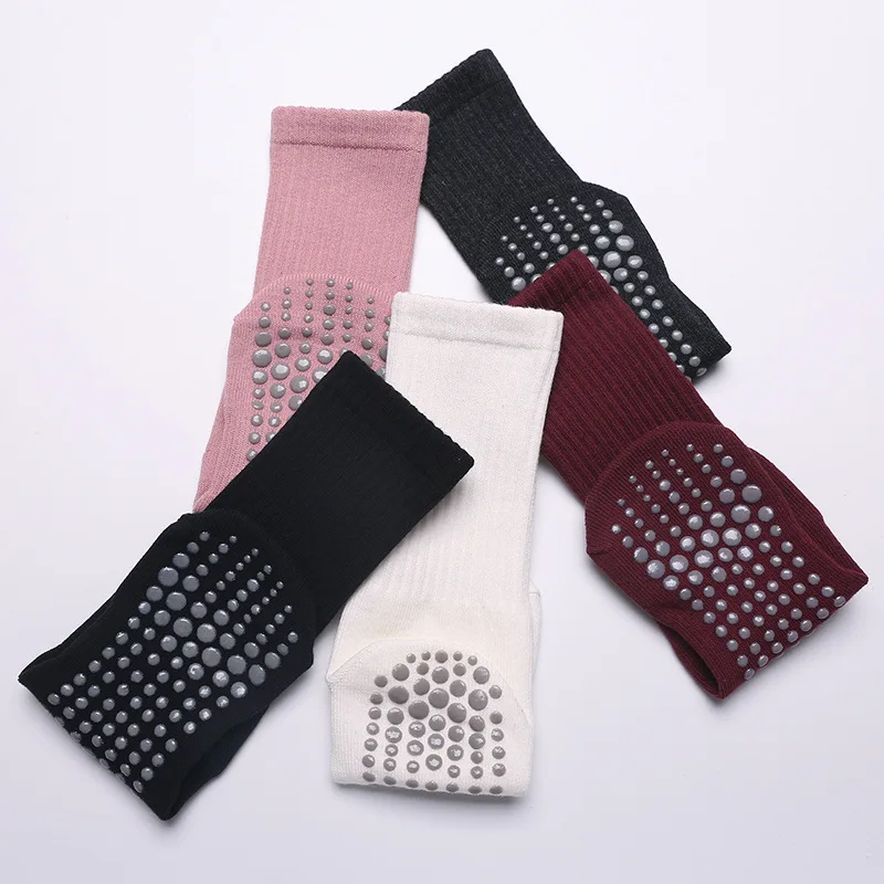 Professional Women Yoga Socks Cotton Mid-tube Non-slip Silicone Indoor Fitness Socks Floor Socks Dance Pilates Sports Socks image 6
