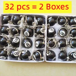 32 Pcs Billiard Pool Keychain Snooker Table Ball Key Ring Gift Lucky NO.8 Keychain 25mm