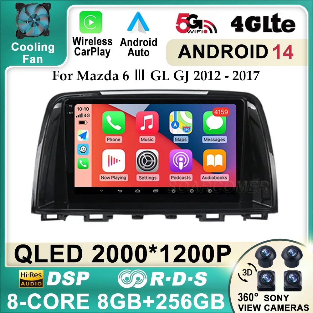 

Car Multimedia Player For Mazda 6 GJ Atenza Touring Sport GT wireless Carplay Android 14 Auto 4G Wifi Head Unit No 2din 2 Din