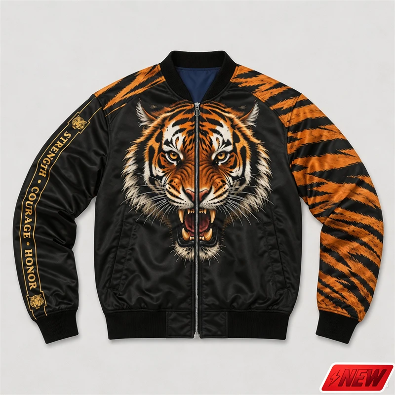 Men Zipper Jacket 3D Print Deer Tiger Eagle Graphic Coat Trend Casual Daily Street Cool Handsome Novelty New Zip Up Jackets