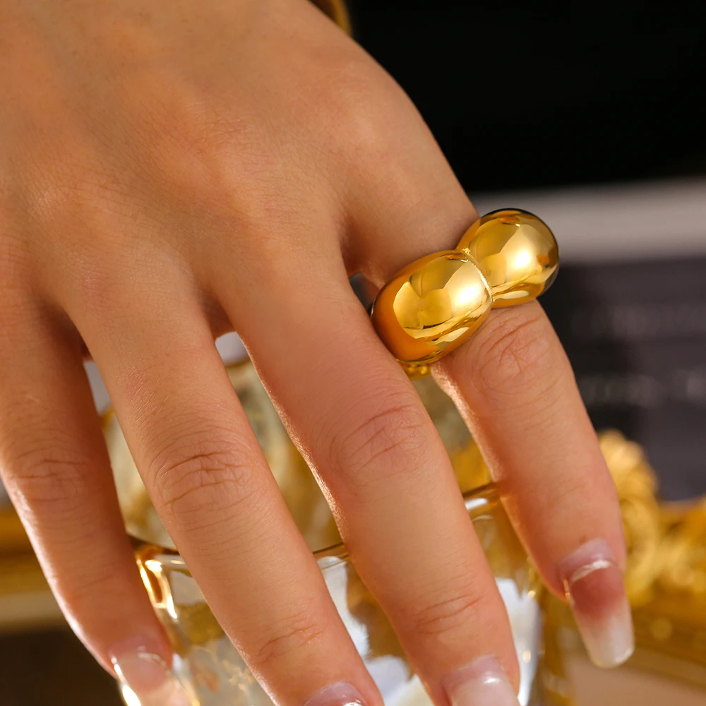 Liora High Quality Stainless Steel Flower Rings For Women PVD Gold Plated Polished Smooth No Tarnish Index Finger Rings Jewelry