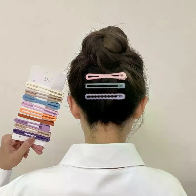 7/10/11pcs Color Colorful Young Hairpins Women Girl Different Rectangle Barrettes Side Clamp Multiple Duck Beak Hair Clips