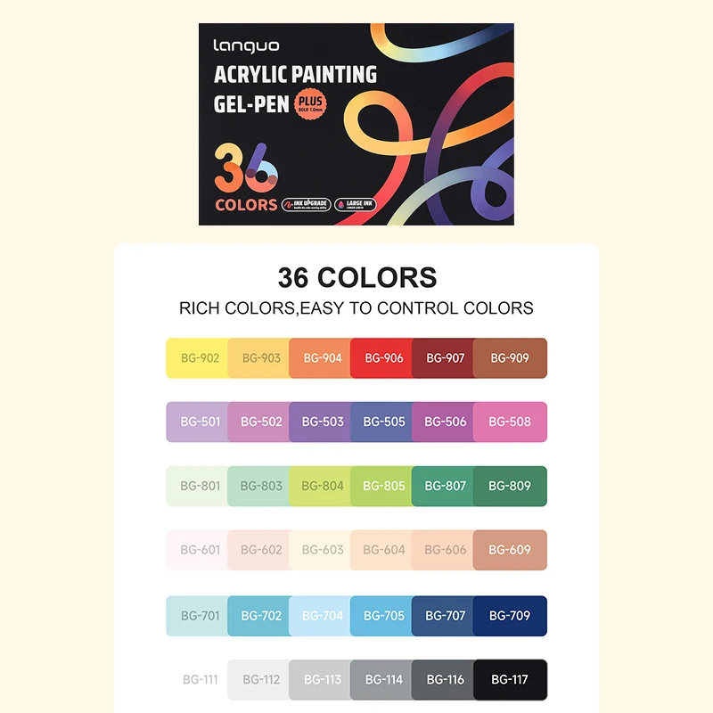 Languo 90/72/54/36 Kleuren Acryl Schilderen Gel Pen Set Multi-color Student Handboek Pen tekening Marker Pennen Briefpapier ﻿ P650