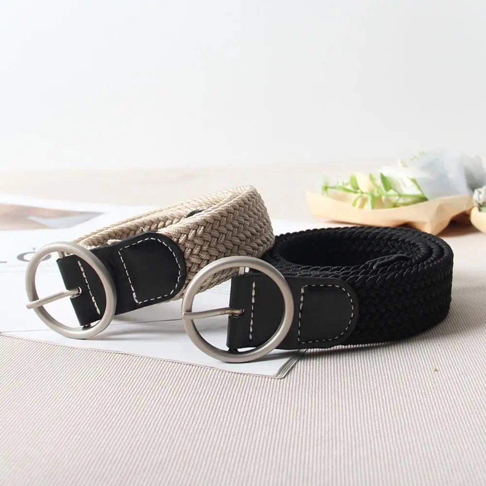 Canvas Belt Women Canvas Jeans Belt No Punch-free Design Wear-resistant Braided Waistband Adjustable Dress Shirt Tops Accessory