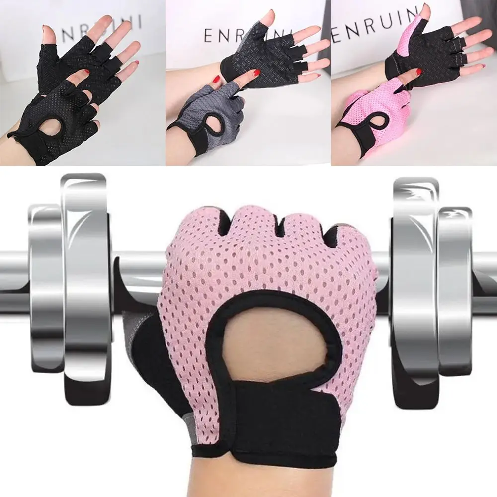1Pair Cycling Fingerless Gloves Professional Gym Fitness Breathable Anti-Slip Women Men Half Finger Fishing Bicycle Bike Gloves