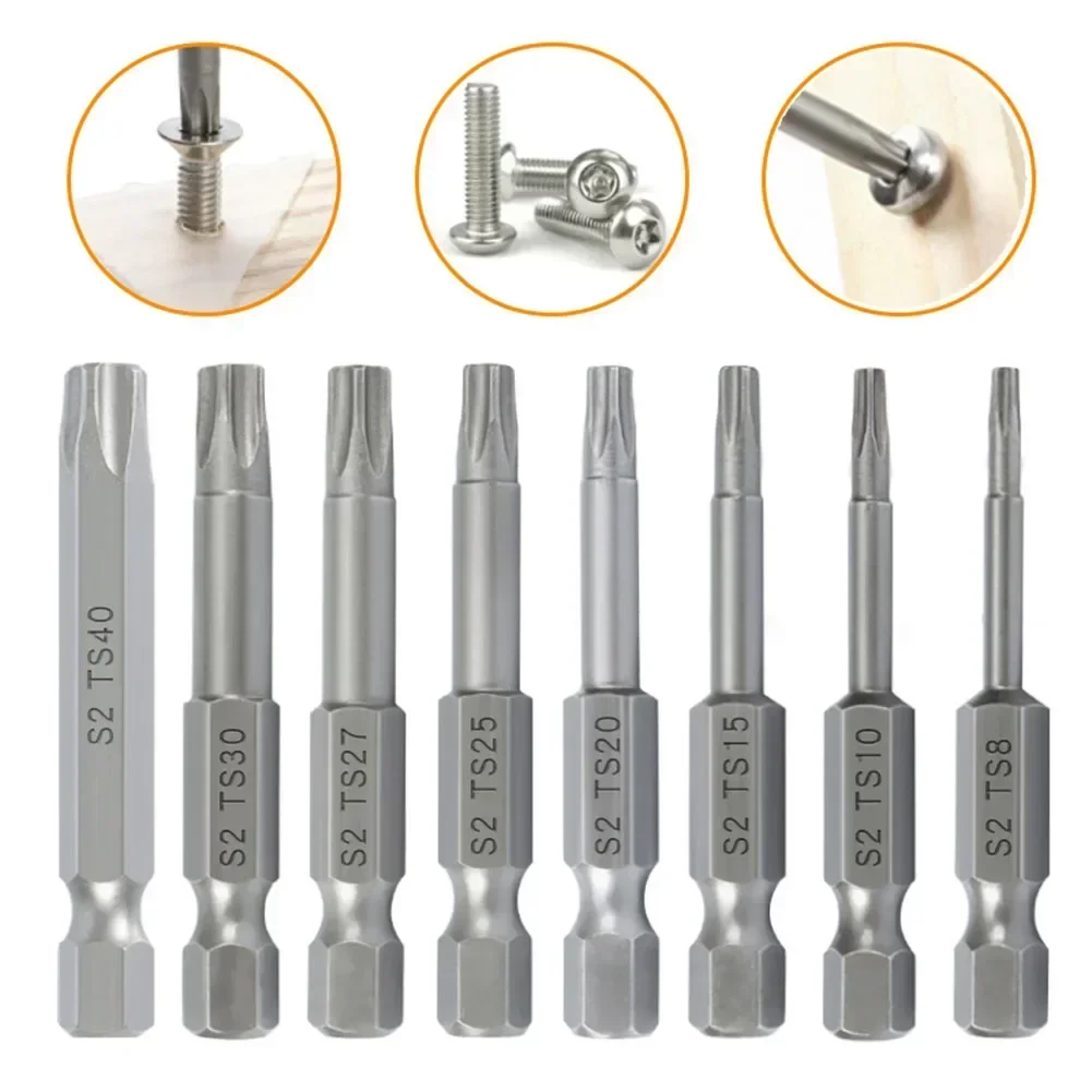 8pcs Torx Screwdriver Bit Five-pointed Star 50mm Length Alloy Steel For Electric Screwdrivers Screwdrivers Drills Hand Tool