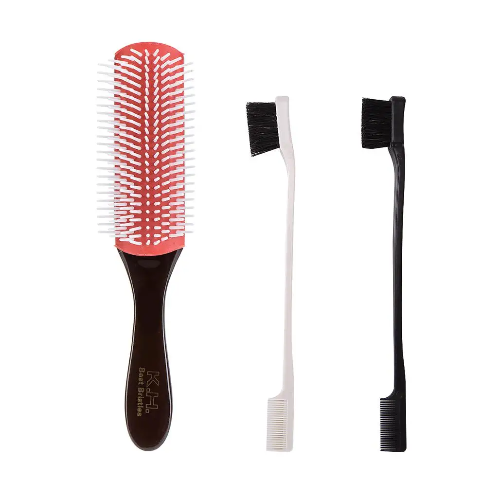 

Professional Vent Hair Styling Brush Double Ended Nylon Detangling Paddle Hairdressing Comb for Blow Drying and Finishing