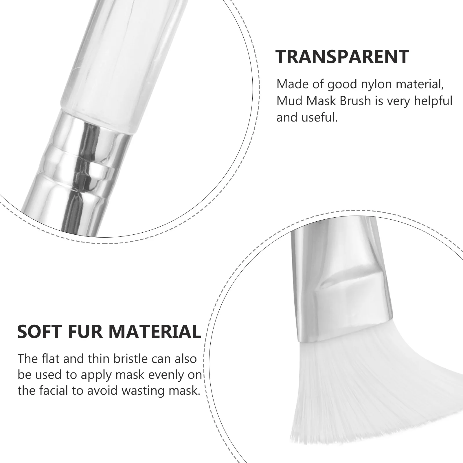 

5pcs Face Mask Brush Transparent Stem Soft Bristles Applicator for Facials Mud Skin Care Tool Salon Beauty Facial Masks