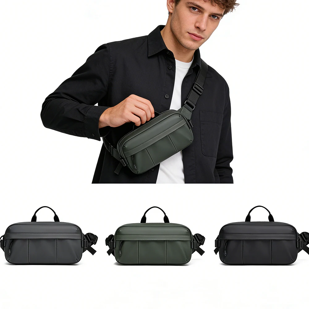 

New Men Chest Bag Waterproof Shoulder Sling Bag Matte Black Crossbody Bag Outdoor Travel Sport Pack Male Handbag Father Day Gift