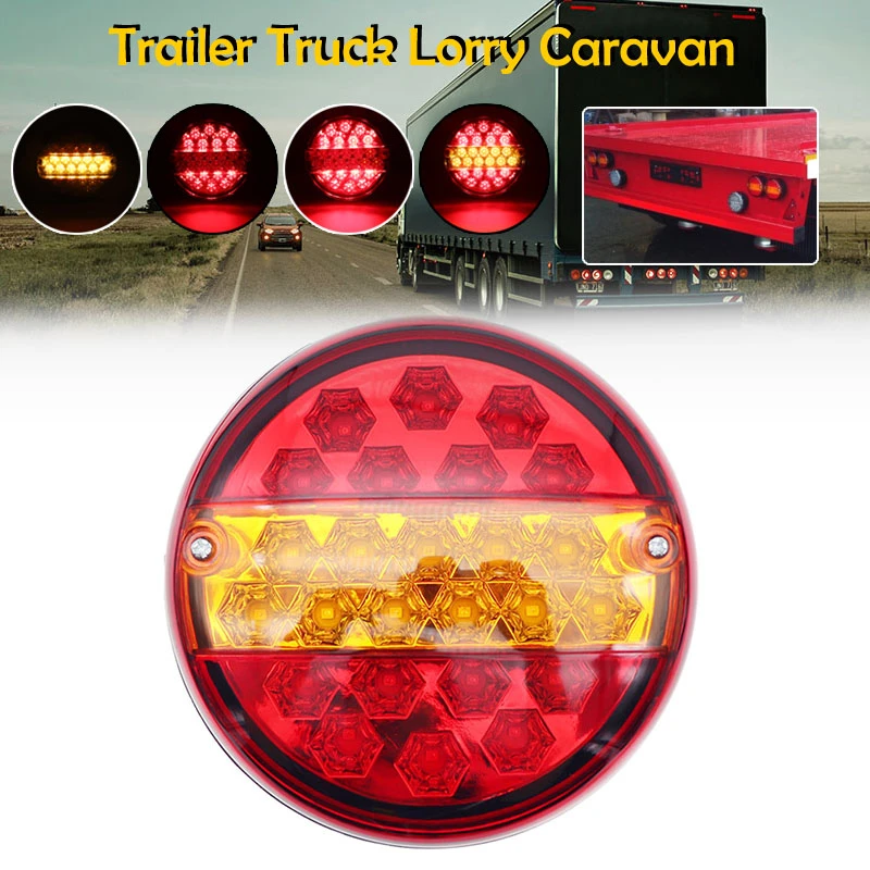 12V-24V Universial 20 led Car Tail Trailer Van Lights Truck caravana Taillight Rear Brake Stop Indicator Turn Signal Lamp Round