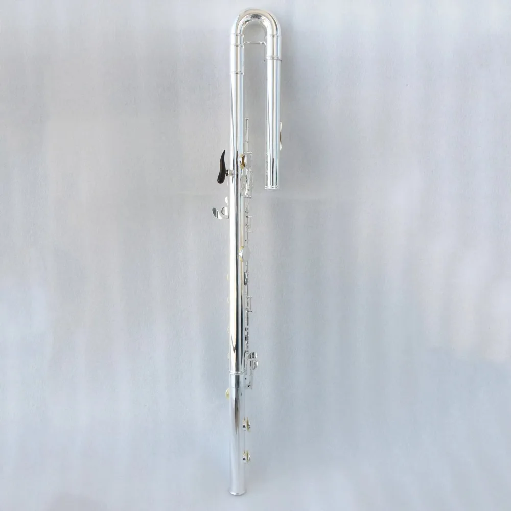 High-End Professional Silver-Plated Bass Flute Closed Holes Music Instrument