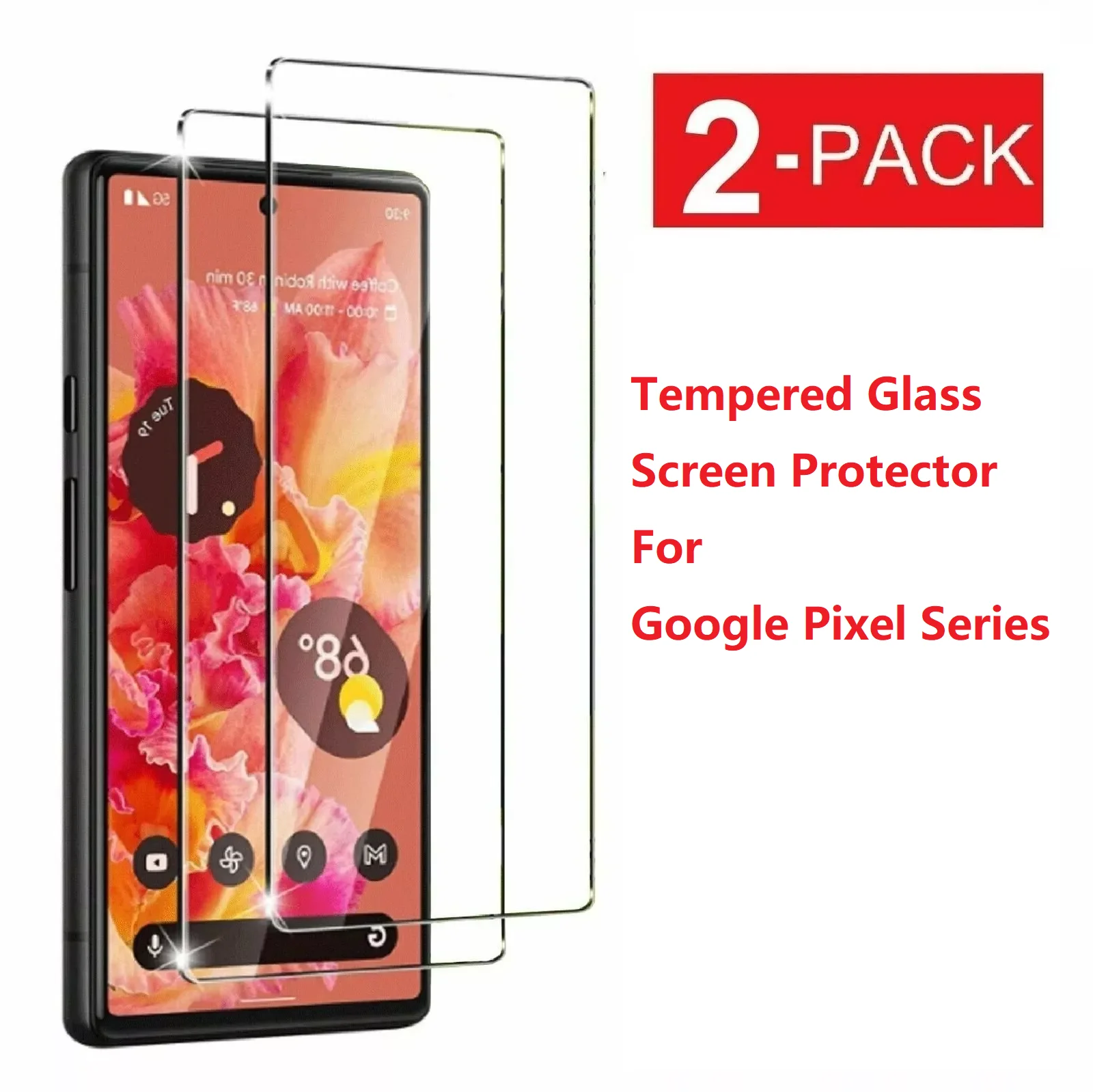 

2-Pack HD Tempered Glass for Google Pixel 9 8 7 Screen Protector For Google Pixel 6 Pro 5 4a 5G 4 3 2 XL