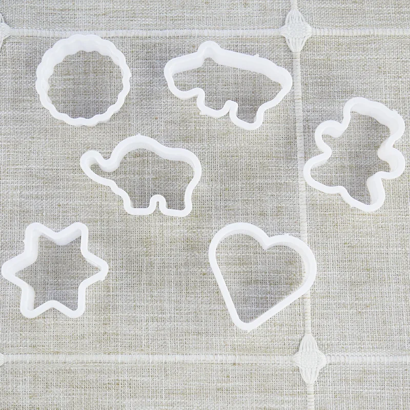 6PCS/set Sugar Biscuit Press Stamp Embosser Cookie Cutter Biscuit Mold DIY Fondant Cake Mold Pastry Decor Baking Accesories