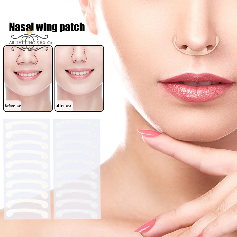 Parche de ala de nariz retráctil para Cosplay, pegatinas de nariz retráctil, Invisible, adelgazante, alas de belleza finas, herramientas de maquillaje de nariz estrecha para mujer