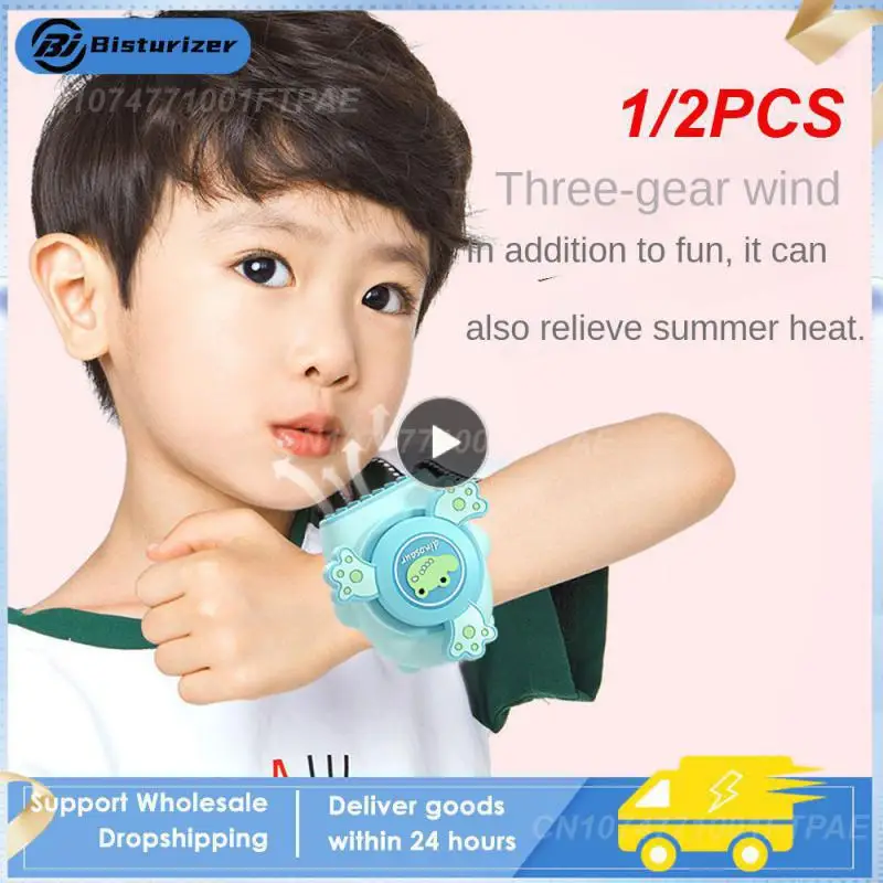 

1/2PCS Cute Fruit Mini Fan Portable Wrist Strap Outdoor Mute Usb 3-speed Wearable Sports Fan Watch Small Fan Watch Fan