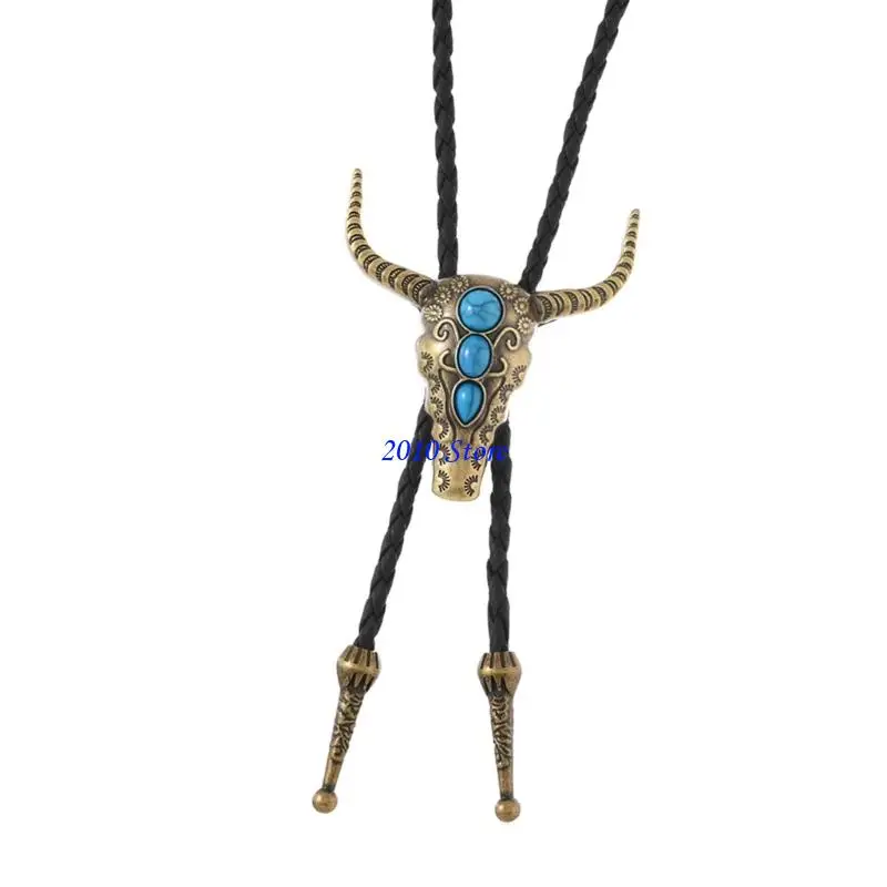 ربطة عنق بولو F3MF للجنسين على طراز Herdsman مع قلادة معدنية متينة وحزام بولي يوريثان مرن #3