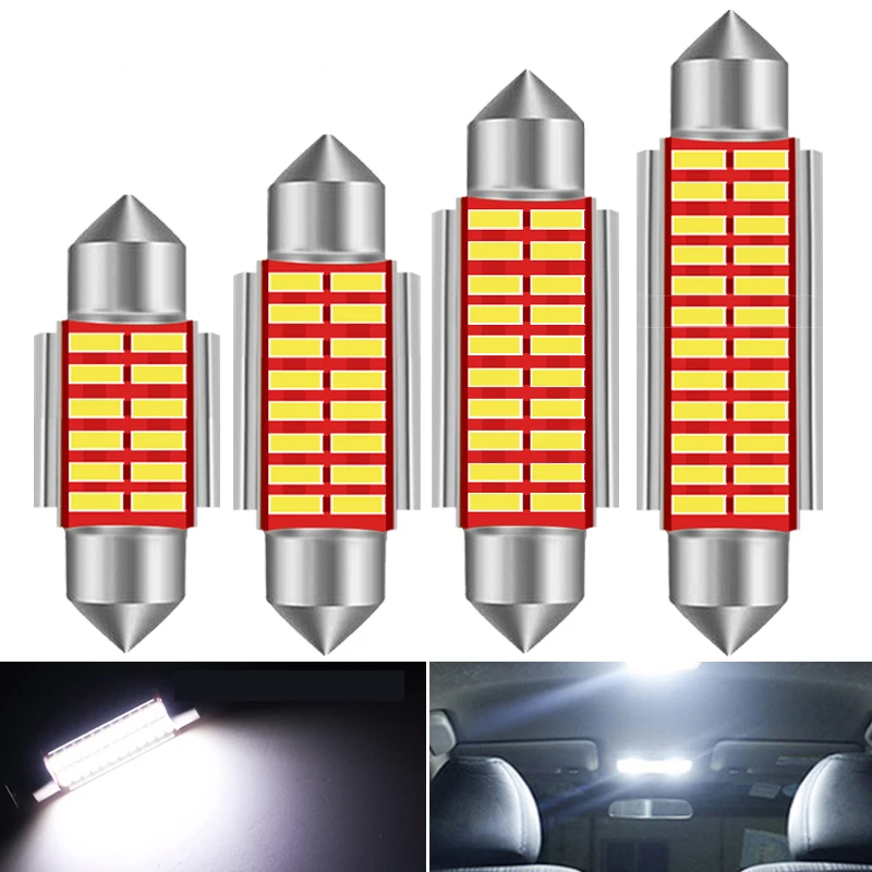 2pcs C5W C10W Led Interior Light Bulbs On Cars Festoon 31mm 36mm 39mm 41mm 42mm 6418 6411 Reading Dome Trunk Vehicles Diode Lamp