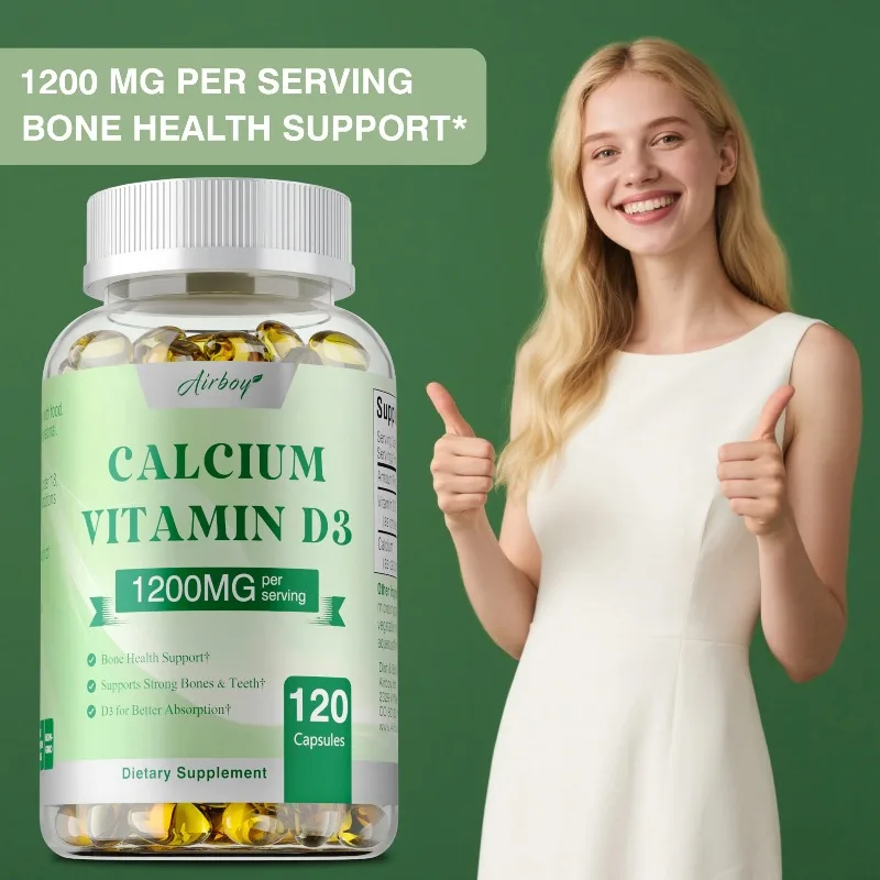 

Calcium + Vitamin D3 Capsules - Promotes Calcium Absorption, Supports Dental and Bone Health, Immune Support, Non-GMO