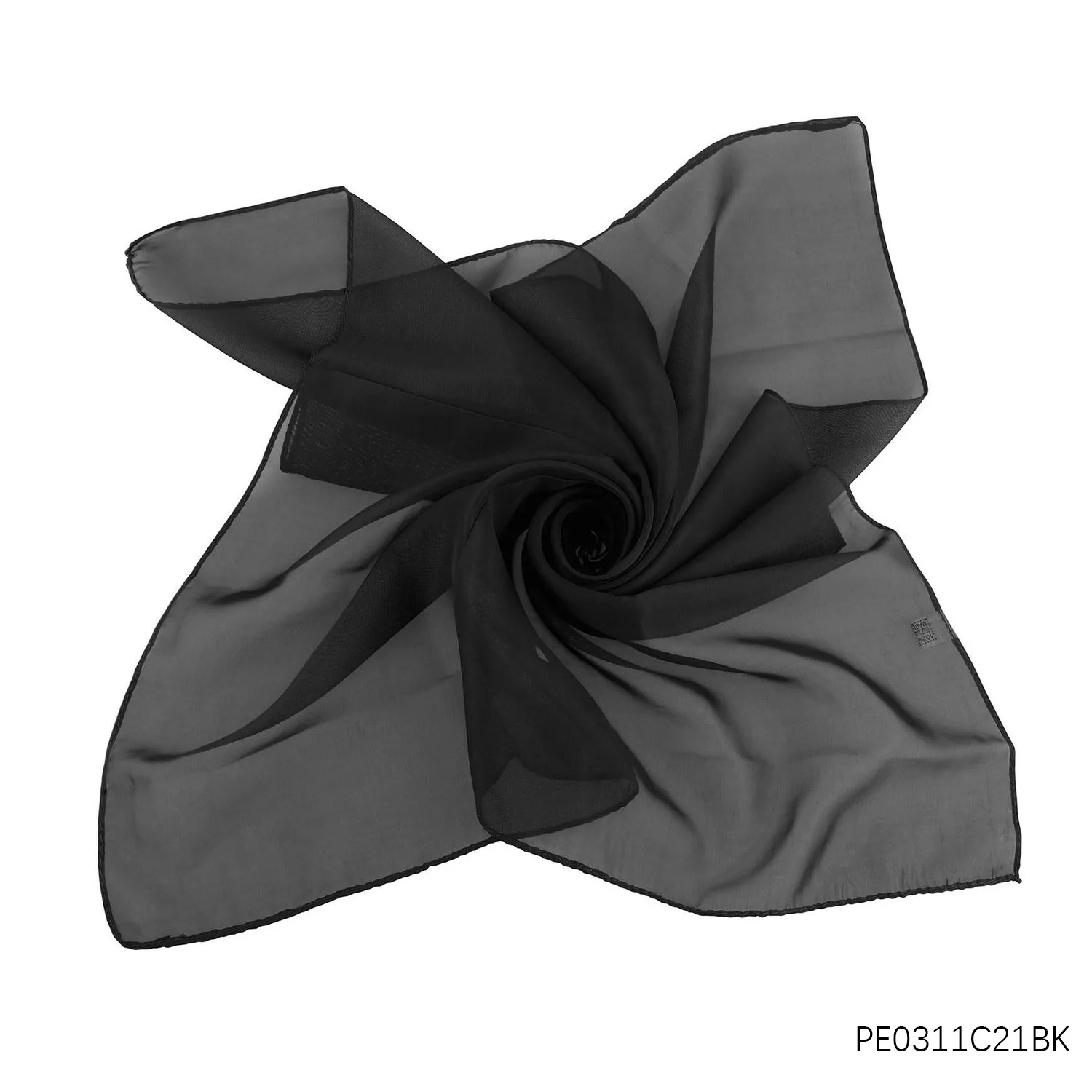 PESENARs klassischer schwarzer Seidenschal mit 1950er-Jahre-Charakter, Kostümparty, Karneval