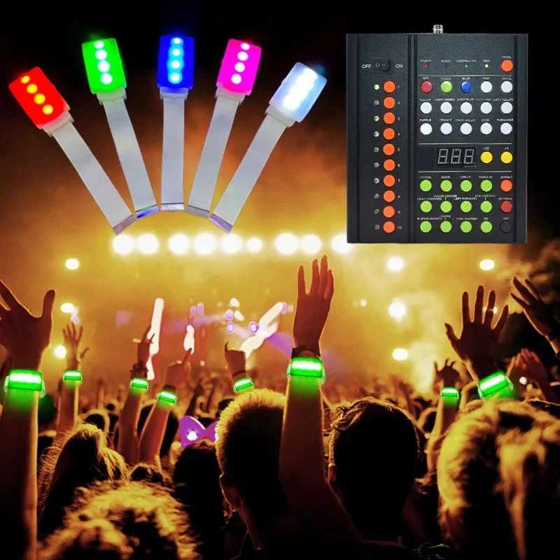 15 Colors LED Luminous Bracelet,Christmas Party and Vocal Concert Products,4 Bead Remote Control Bracelet Fluorescent Color 2025