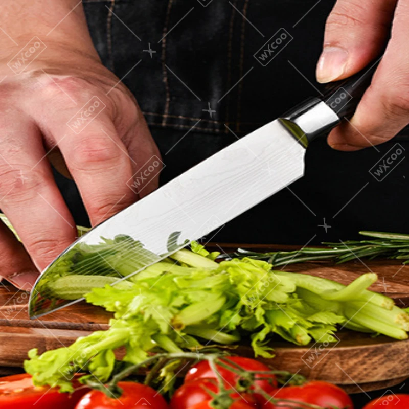 WXCOO 5-inch Small Santoku Knives Household Kitchen Knives Vegetable Cutter Fruit Peeler Bread Santoku Knife Stainless Steel