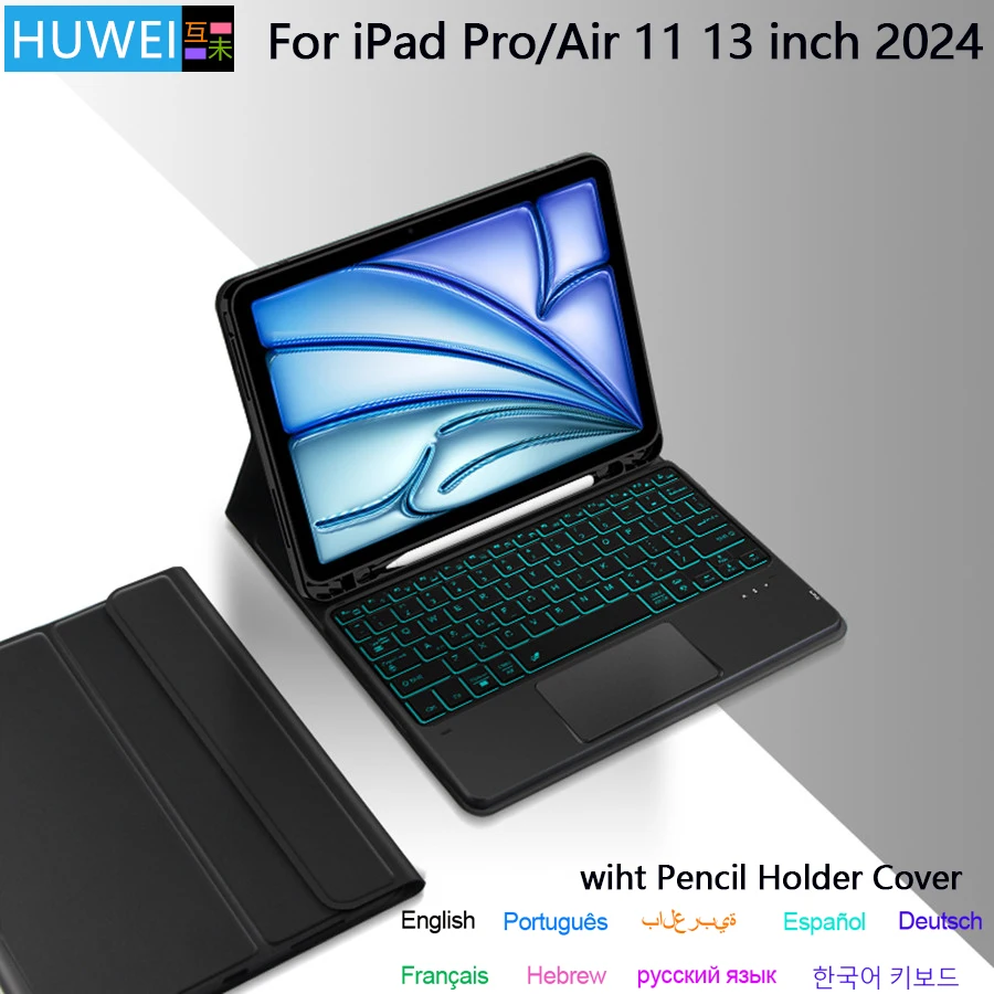 

For iPad Magic Keyboard For iPad Air 11 13 inch M2 2024 iPad Pro 11 13 inch M4 Wireless Keyboard Cover Case Portuguese Spanish