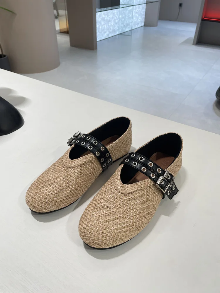 new Ladies Casual Comfort Slip On Lazy Shoes Female Womens Flat Slip On Canvas Summer Strap Loafers Straw Espadrilles
