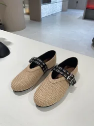 new Ladies Casual Comfort Slip On Lazy Shoes Female Womens Flat Slip On Canvas Summer Strap Loafers Straw Espadrilles