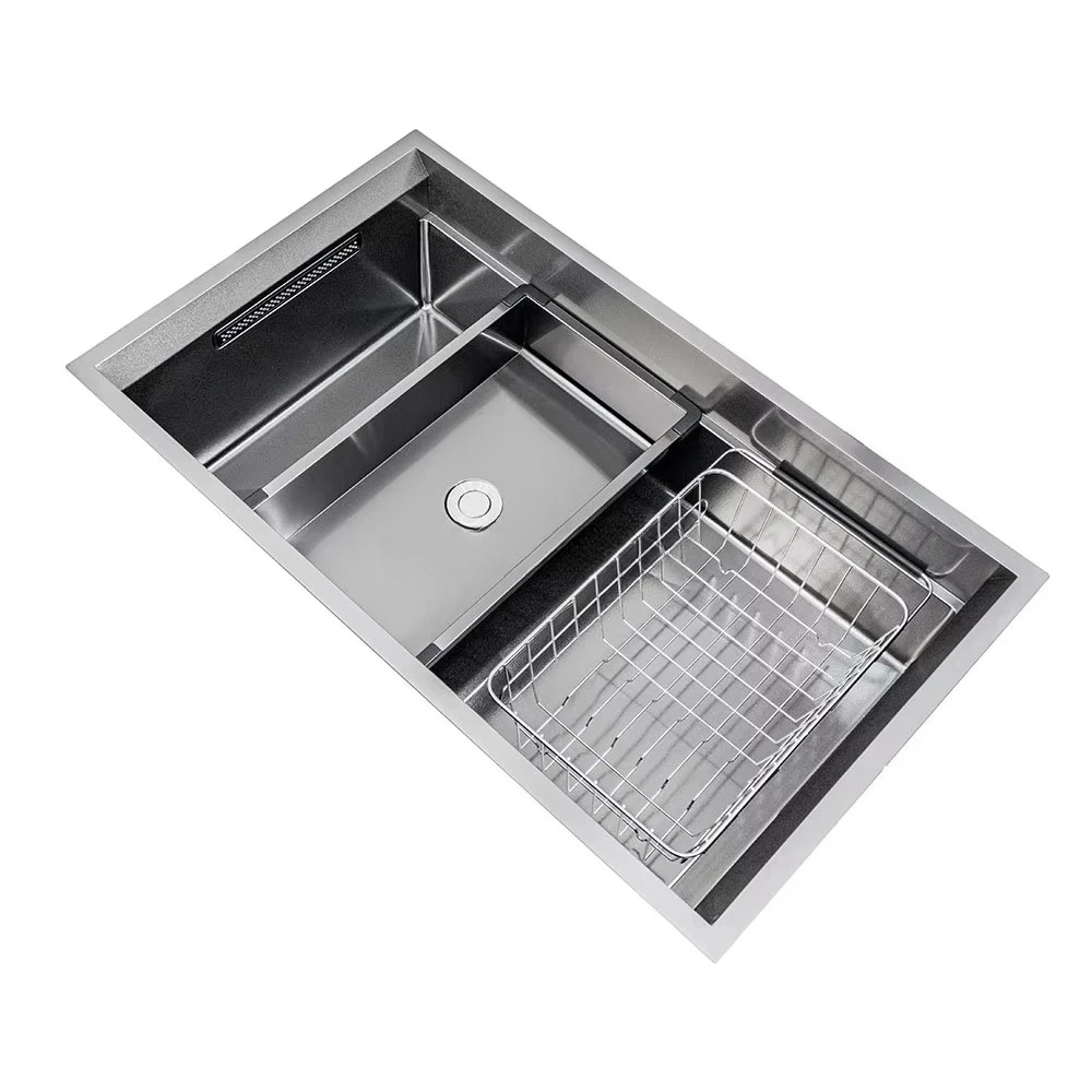 Factory Direct 2026 Mouhoti Smart LED Digital Display Kitchen Sink Multifunction Modern Waterfall Stainless Steel Sink Kitchen
