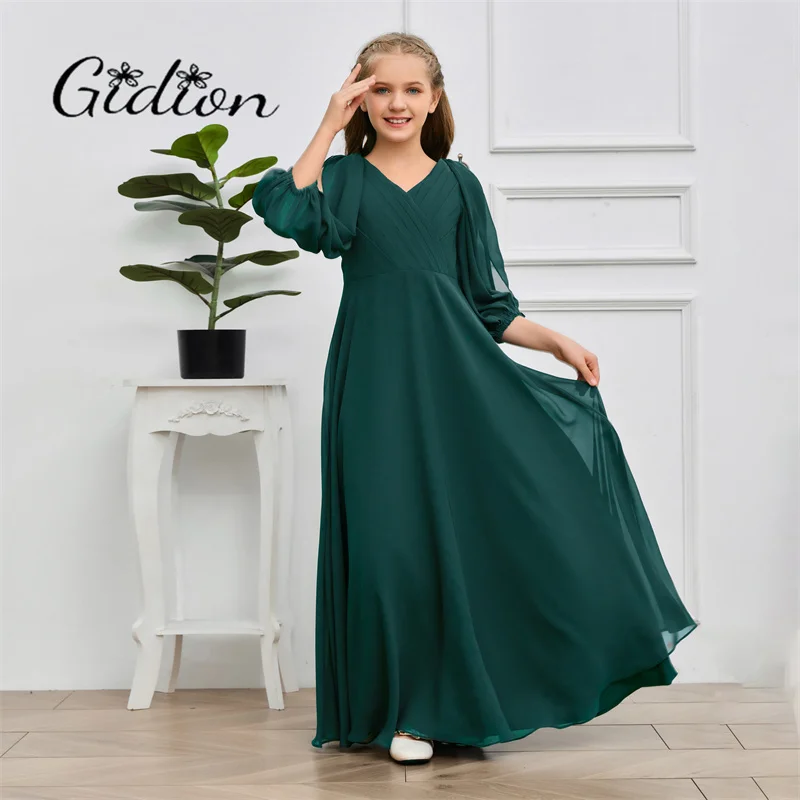 Junior Bridesmaid Dress Chiffon Festivity Celebration Wedding Birthday Evening Party Banquet Ball-Gown Any Event For Children