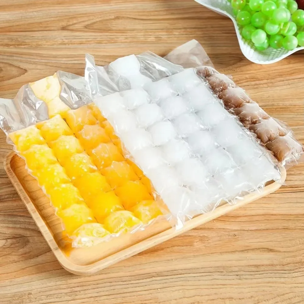 10PCS Portable Disposable Ice-making Bags Transparent Edible Frozen Ice Cube Bags Self-Seal Lattice Ice Mould Kitchen Gadgets