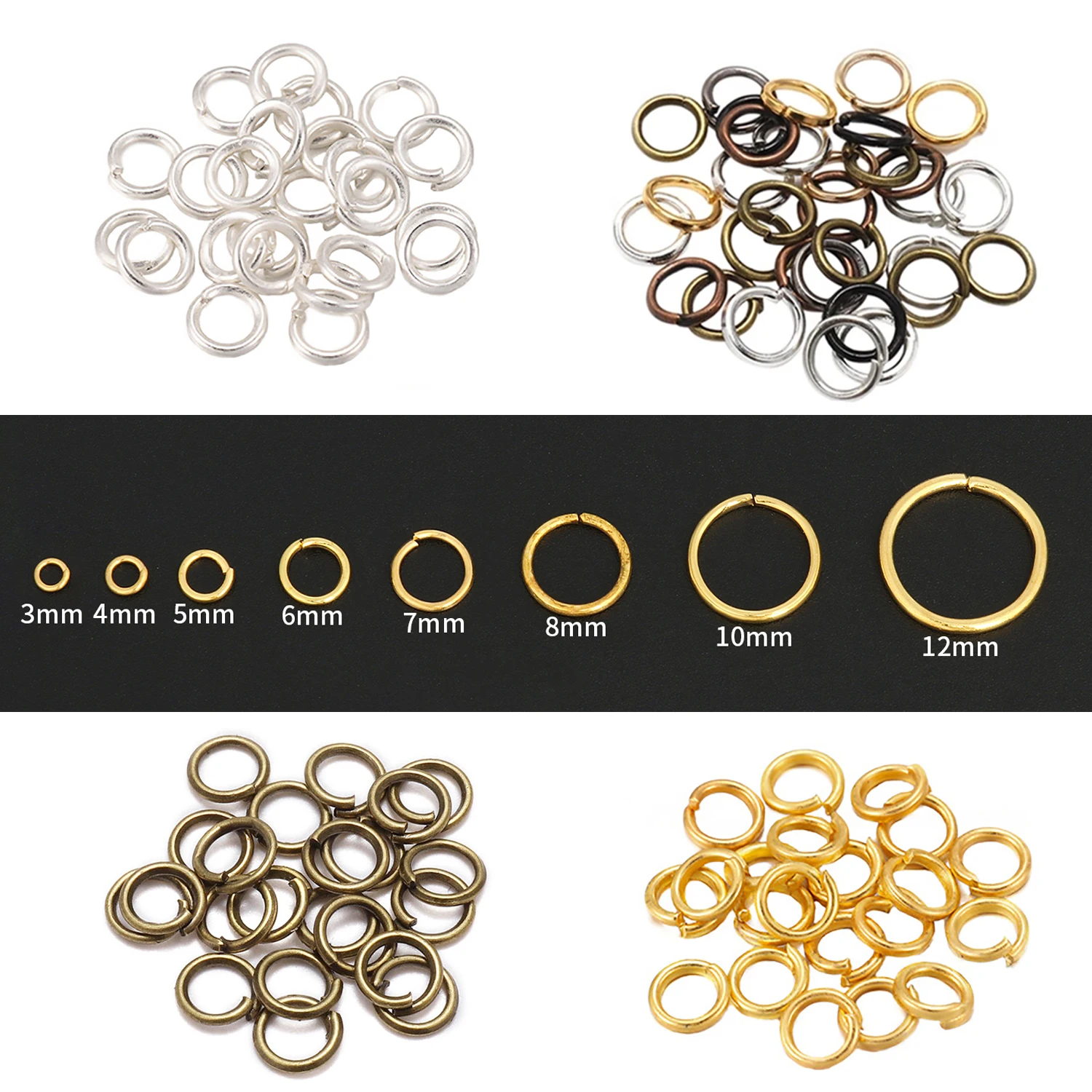 200pcs 3/4/5/6/7/8/10/12mm Metal Open Jump Rings Split Rings Connectors For DIY Jewelry Making Findings Accessories Supplies