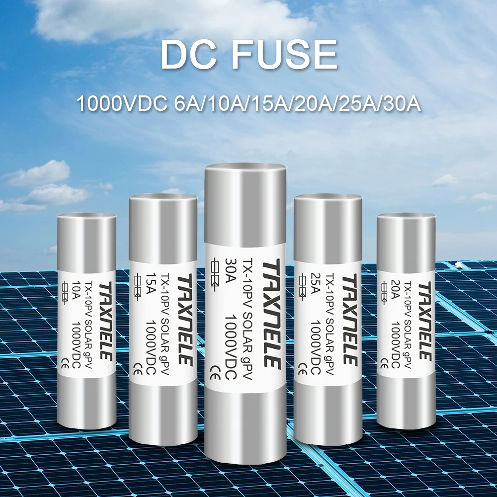 Solar DC Fuses 1000V PV Photovoltaic 6A 10A 15A 20A 25A 30A 10*38MM High Voltage for Solar System Short Circuit  Protection gpV