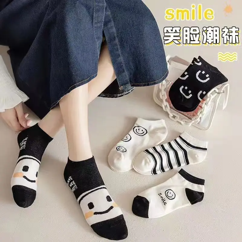 

10 Pairs Cute Smile style low-cut low-top spring summer breathable sweat absorb absorbency deodorant thin Socks