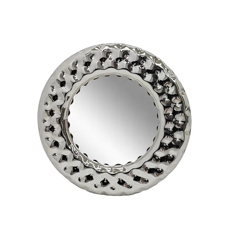 Modern simple and creative stainless steel balloon series decorative mirror hanging mirror household living room dressing mirror