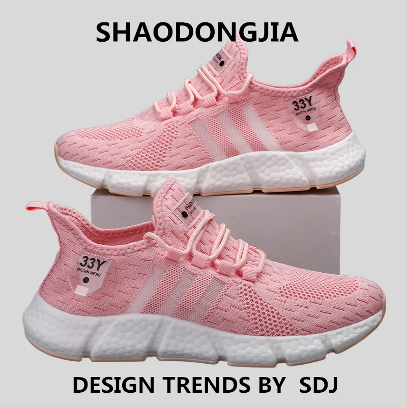 Lightweight Popcorn Mesh Running Shoes Breathable Soft Bottom Shock Absorption Couples Casual Sports Sneakers