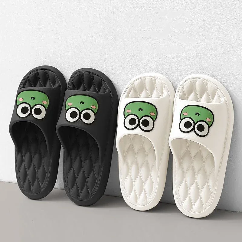 Hot Summer Beach Slides Men Bathroom Anti Slip Slippers Women Home Flip Flops Cartoon Cute Frog Soft Eva Thick Bottom Sandals