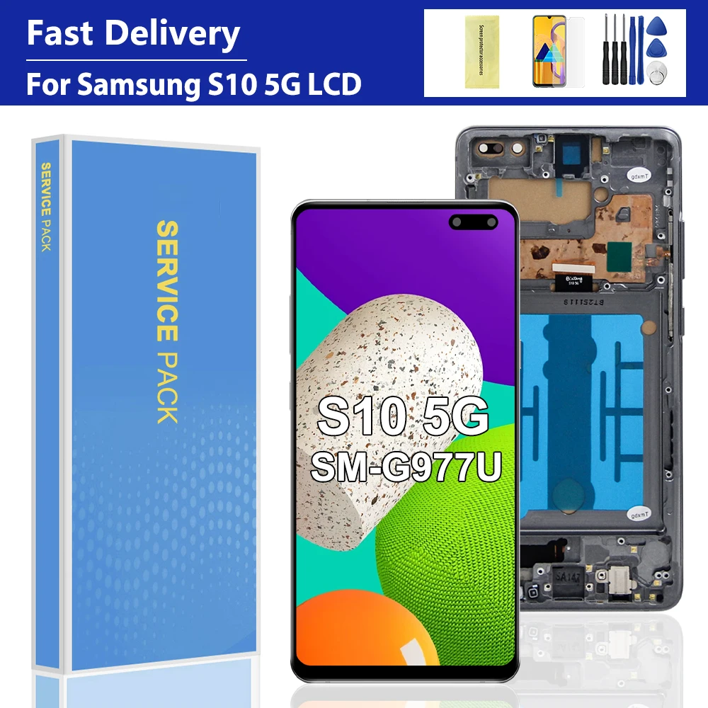 サムスン-s10-5g-g977-g977n-g977u-tft-lcd-ディスプレイ-タッチスクリーンとフレームデジタイザーアセンブリの交換用
