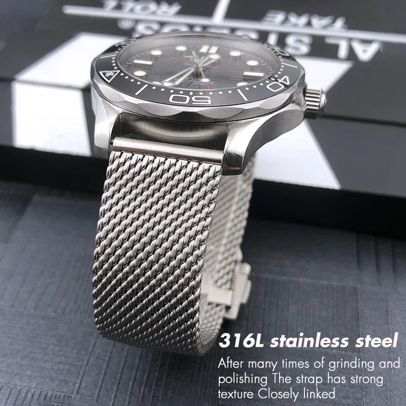 High Quality 316L Stainless Steel Watch Bracelet 20mm Watchband for Omega 007 Seamaster Speedmaster 300 Watch Strap Accessories