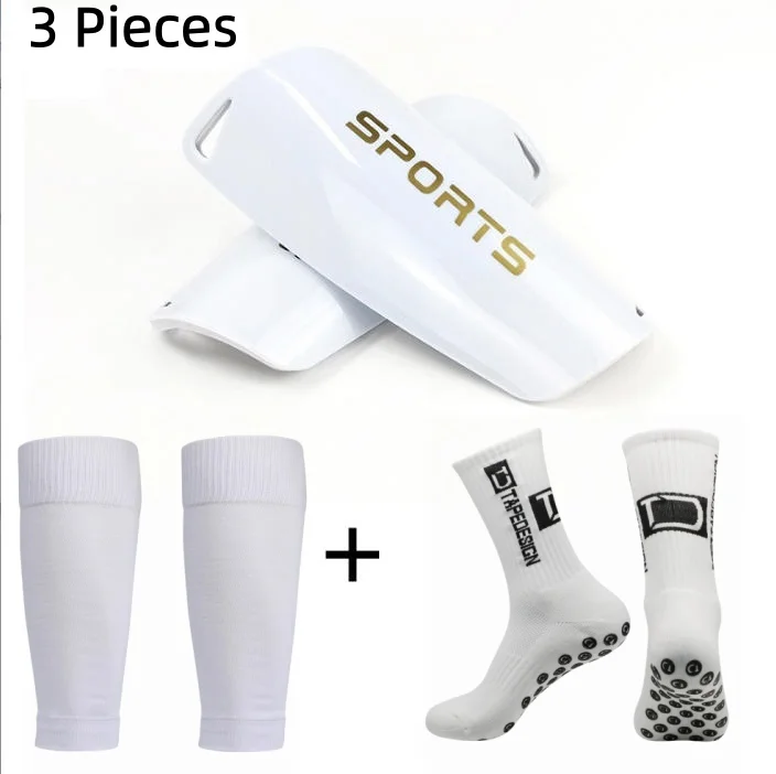 New Football Set Protective Combo Breathable Sleeves Hard Shell Shin Guards Calf Sleeves Grip Soccer Socks for Men Women