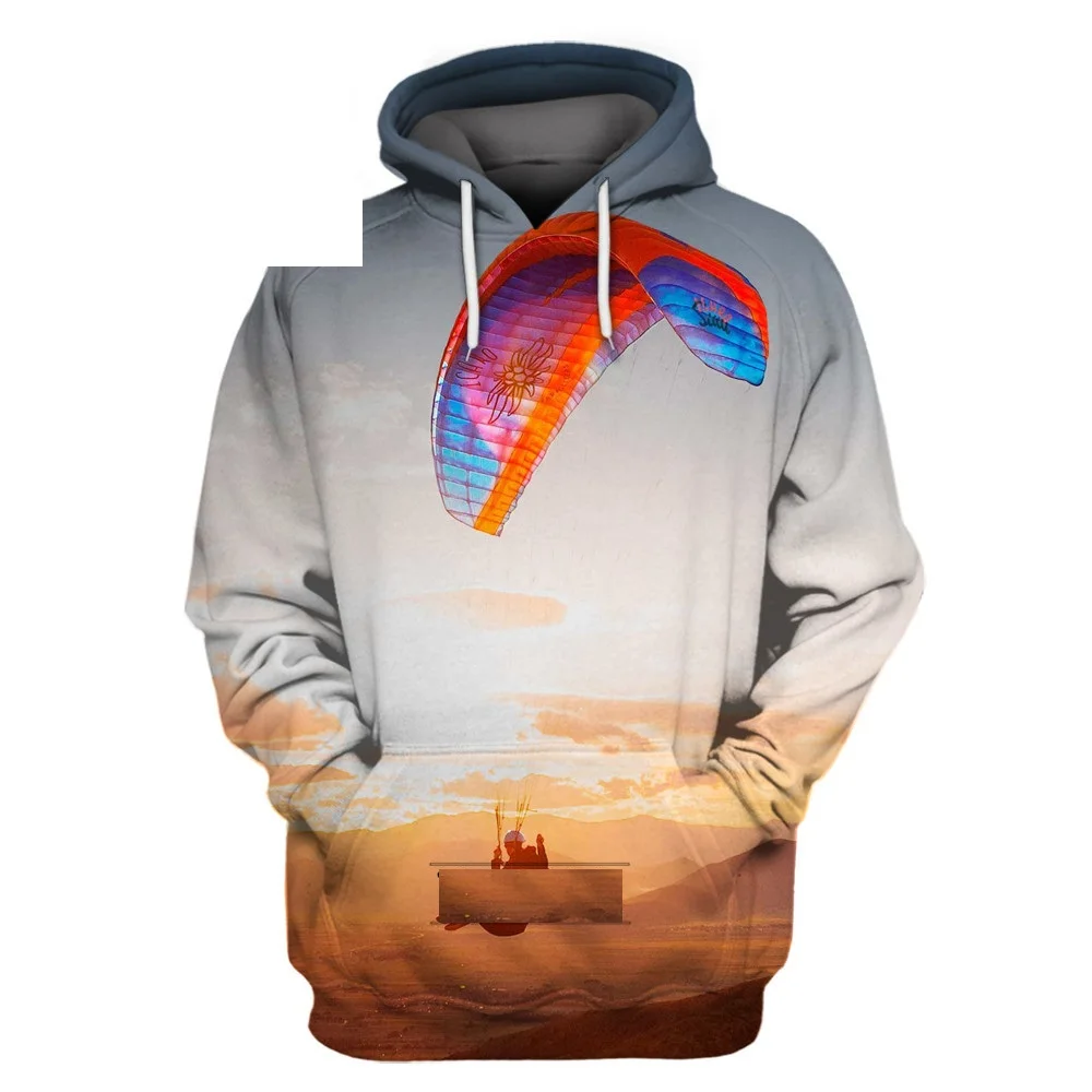 

Men Extreme Sport Skydiving 3D Print Hoodie Hip Hop Excitement Long Sleeve Sweatshirt Coat Paraglider Glider Men's Pullover Tops