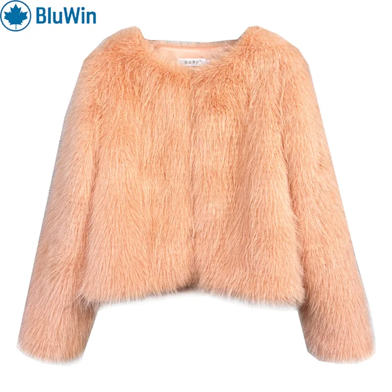 

URBANCHIC 14Colors Korean Fashion Cropped Faux Fur Jacket Women Chic Winter Coat Plush Faux Fox Fur Short Outerwear