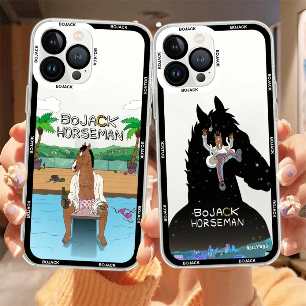 Cartoon B-B-BoJacks Phone Case For iPhone 11 12 Mini 13 14 15 Pro Max Transparent Shell