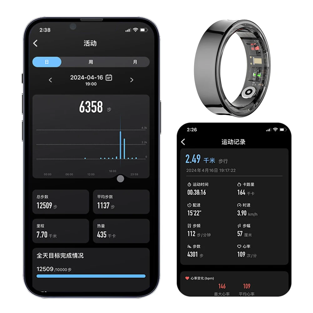 R09 สมาร์ทแหวน Heart Rate เลือดออกซิเจนการตรวจสอบการนอนหลับกีฬาสุขภาพแหวนฟิตเนส Tracker สําหรับผู้ชายผู้หญิงสําหรับ Xiaomi Samsung โทรศัพท์