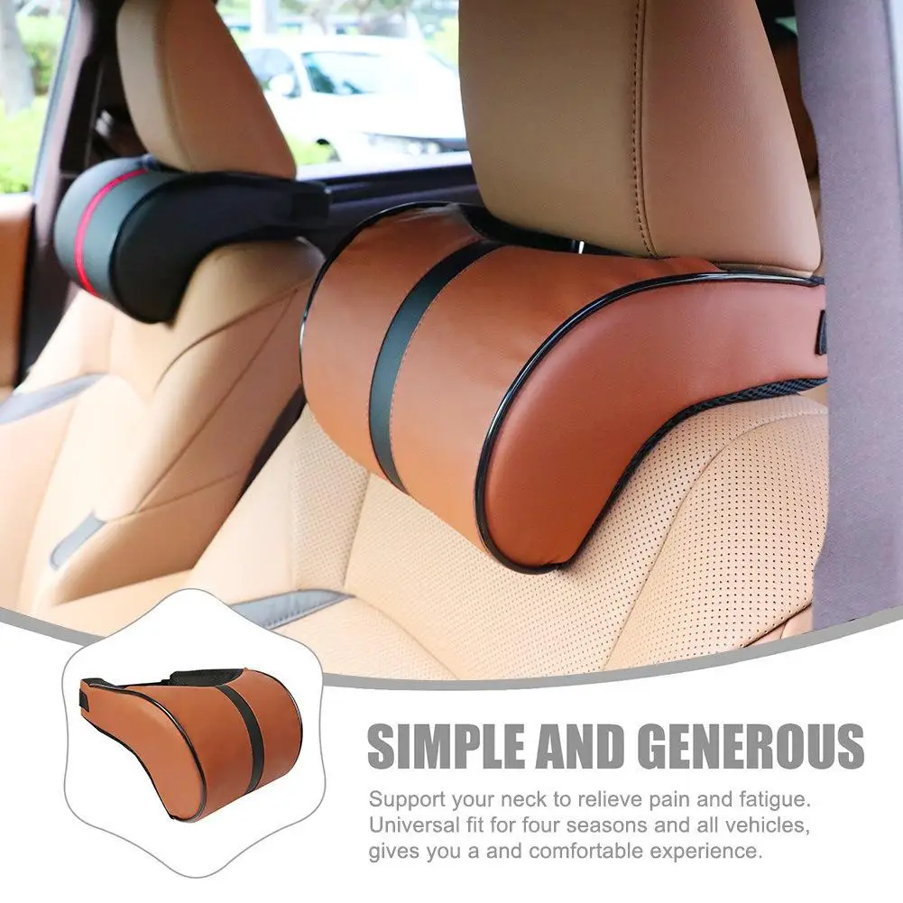 

For car headrest lumbar support space memory foam leather car neck pillow lumbar support four seasons universal