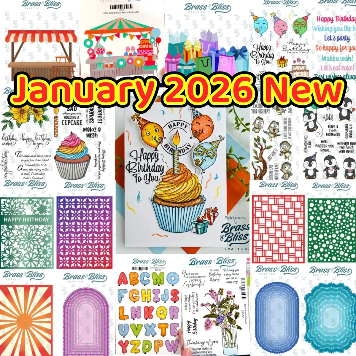 Sweet Wishes Birthday Release Party Balloons Farmers Market Stand Presents Metal Cutting Dies Clear Stamps For DIY Scrapbook New