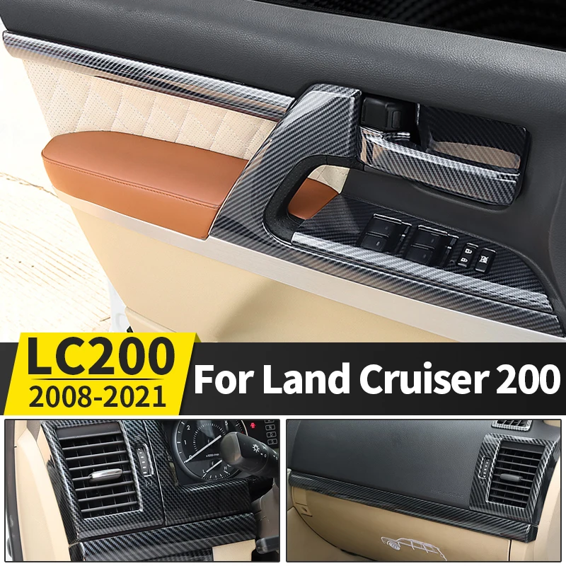 For 2008-2021 Land Cruiser 200 LC200 Interior Design Accessories Upgrade Decorative Car Door Carbon Fiber Texture Handle Panel