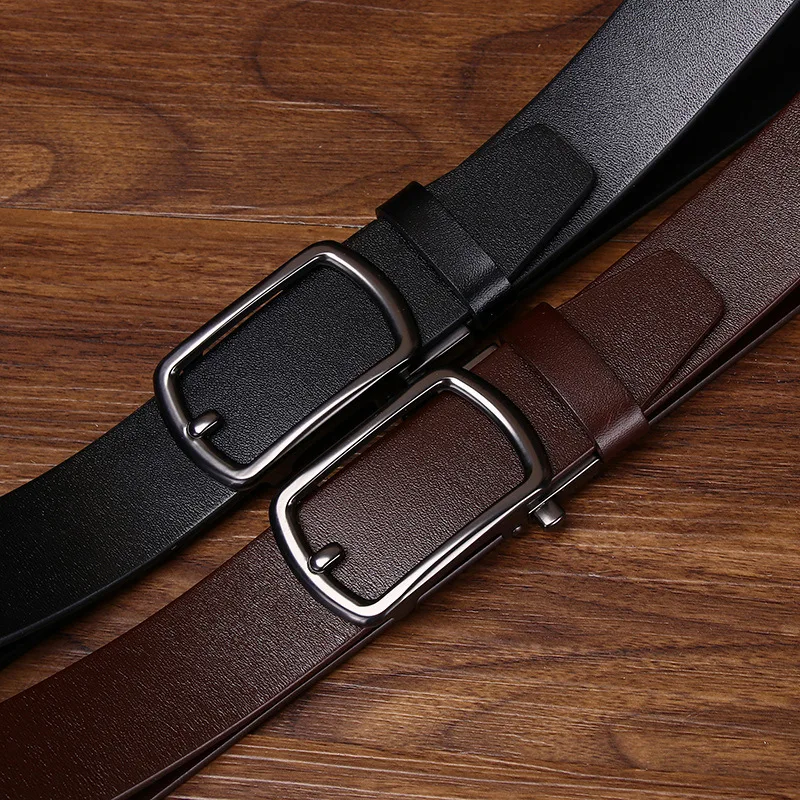 メンズ新デザイン自動バックル本革ベルト第一層牛革多用途ファッションビジネスベルト